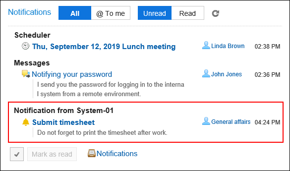 Image of notifications portlet