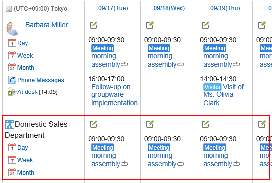 Screen capture: The organization's appointments are shown.