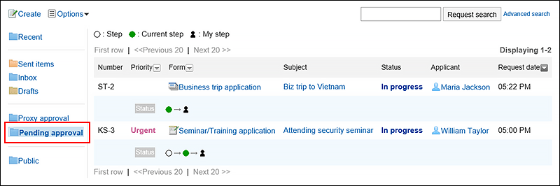 Approval appointment list screen