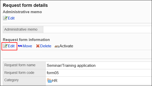 Image of an edit action link