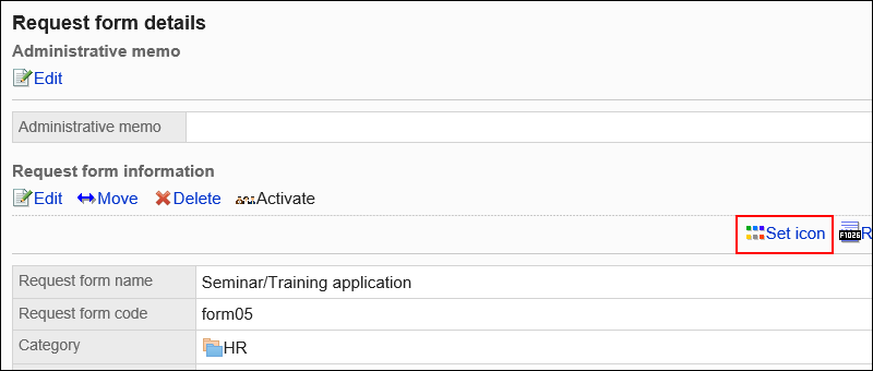 Image of an set icon action link