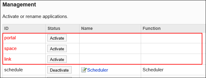 Image showing the deactivated application surrounded by the red rectangle box