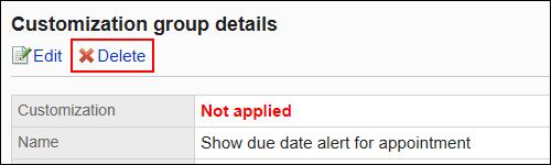 Image of a delete action link