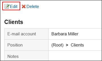 Screenshot: Link to edit is highlighted in the Folder details screen
