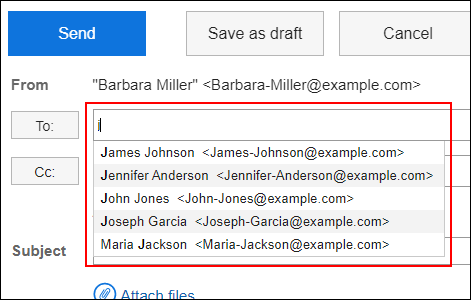 Screenshot: Example screen of an incremental search. Suggestions are displayed