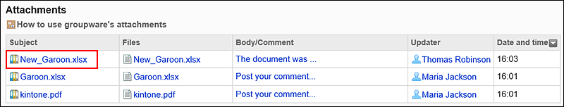 Image of the topic title to perform actions on attachments