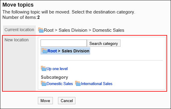 Move topics screen
