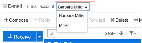 Screen capture: Creating a new e-mail account on the e-mail screen
