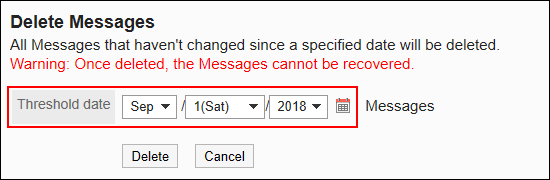 Image of specifying the date for deletion