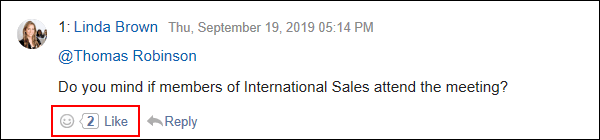 Screen capture: Image of a comment answered using the respond feature