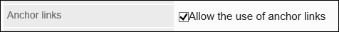 Screenshot: Enabling the option to allow the use of anchor links in the comments
