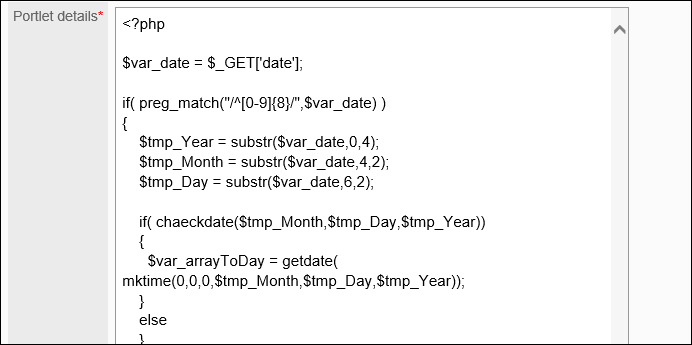 Image of entering portlet contents