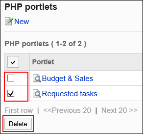Image of selecting portlets to delete