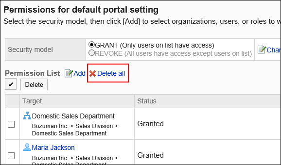 Image of the Delete all action link