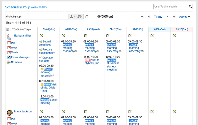 Scheduler (Group Week View) portlet