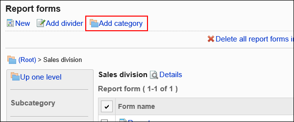 Image of add category link surrounded by a red rectangle box