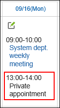 Image in which the Private appointment is highlighted