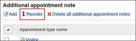 Image of the link for reordering appointment type links