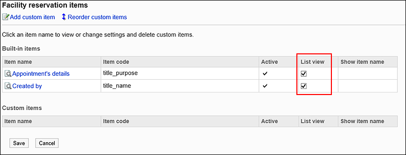 Image of the list view check box selected