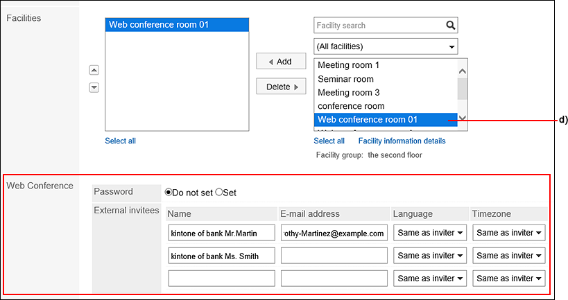 Image of settings on "New appointment" screen