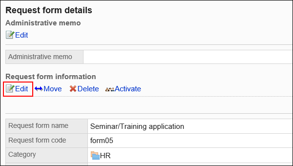 Image of an edit action link