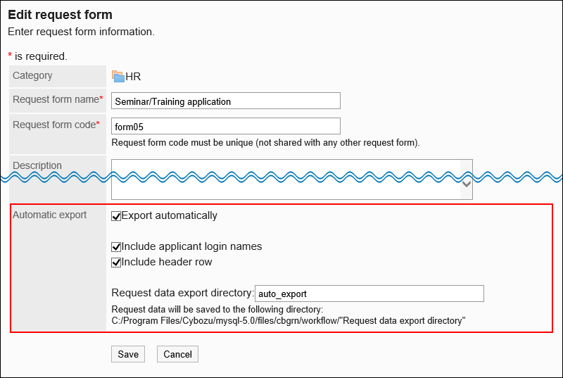 Screen to change request form