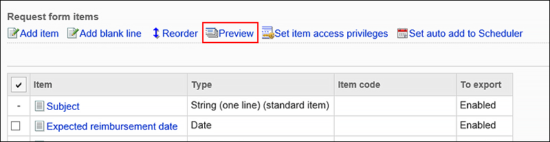 Image of action link to display the preview screen