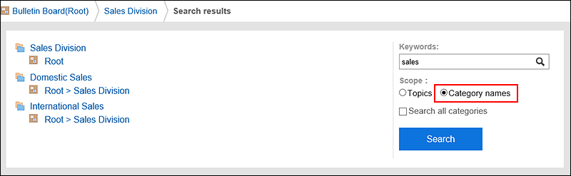 Image of searching a bulletin board category