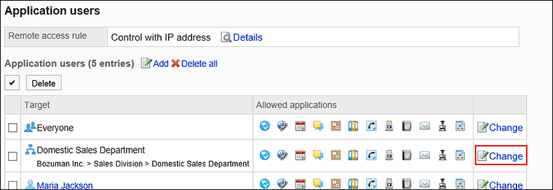 Image in which the Change link is highlighted