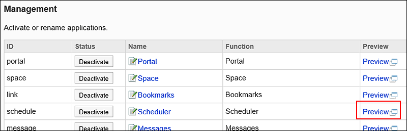 Screenshot: The "Preview" link is highlighted