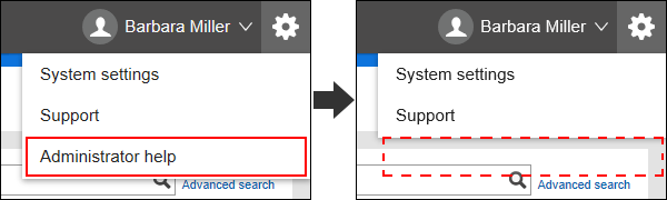 Image of hiding the Administrator Help in the header