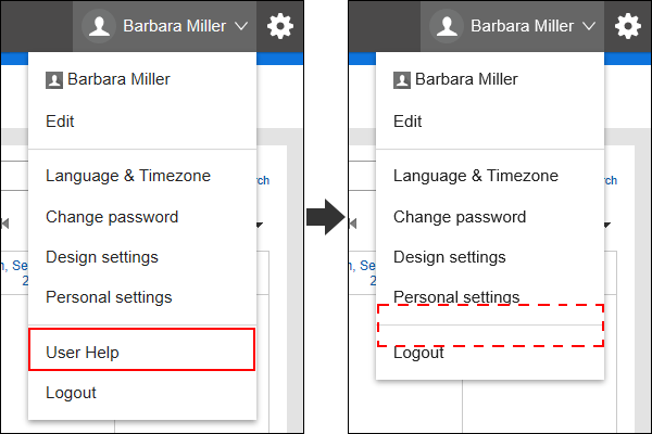 Image of hiding User Help in the header