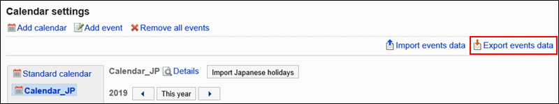 Image showing the link to export events