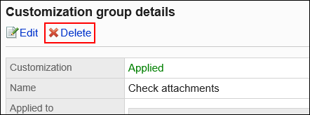 Image of the action link to delete