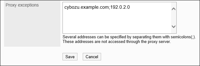 Screenshot: The "Web proxy settings" screen with an exception address being entered