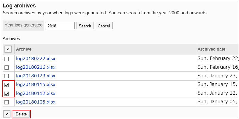 Image selecting archives to delete