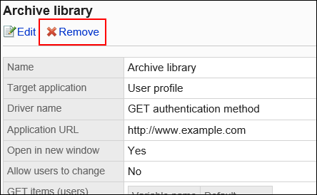 Image of the delete action link