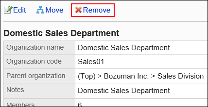 Image of the delete action link