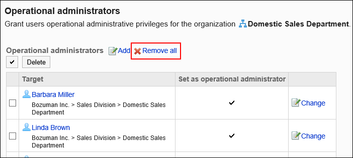 Image of the delete all action link