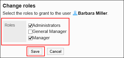 Screen to change roles