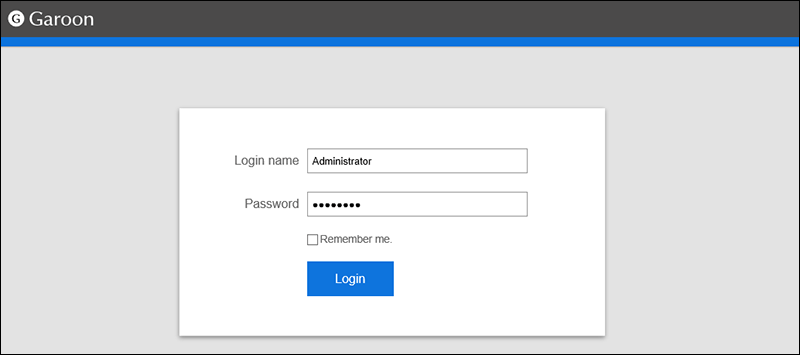 Image of the login screen