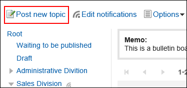 Image of the action link for posting topics