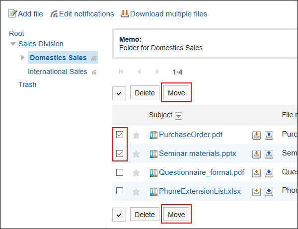 Image of selecting multiple files you want to move