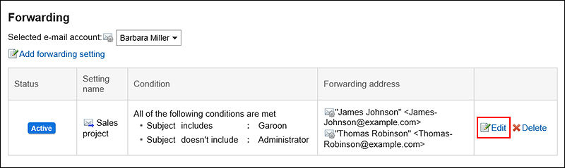 Image in which the action link to change is highlighted
