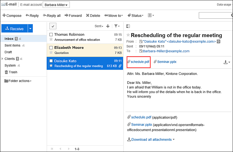 Image in which the attachment on preview is highlighted