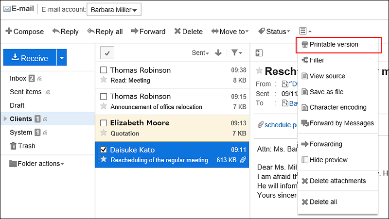 Image of a print settings link on a window with preview