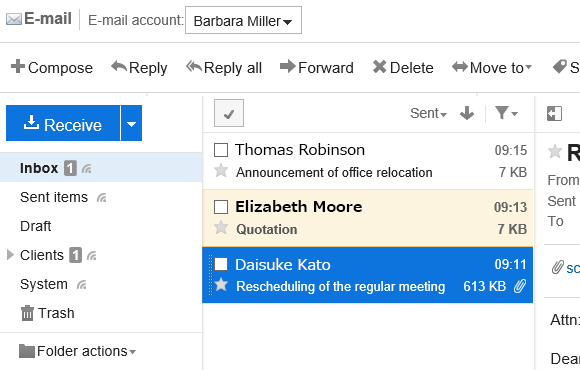 Image in which the reply action link on a window with preview is highlighted