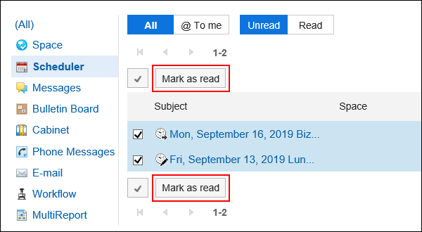 Image of the "Mark as read" button