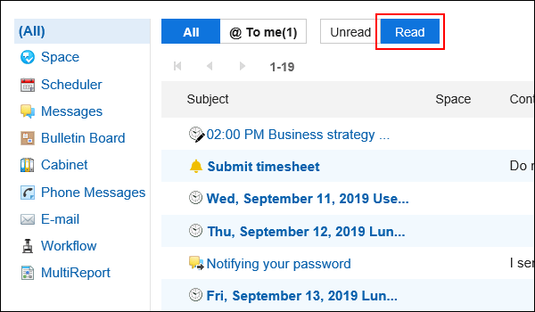 Screenshot: Read button is highlighted