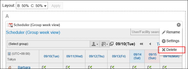 Image of a delete action link